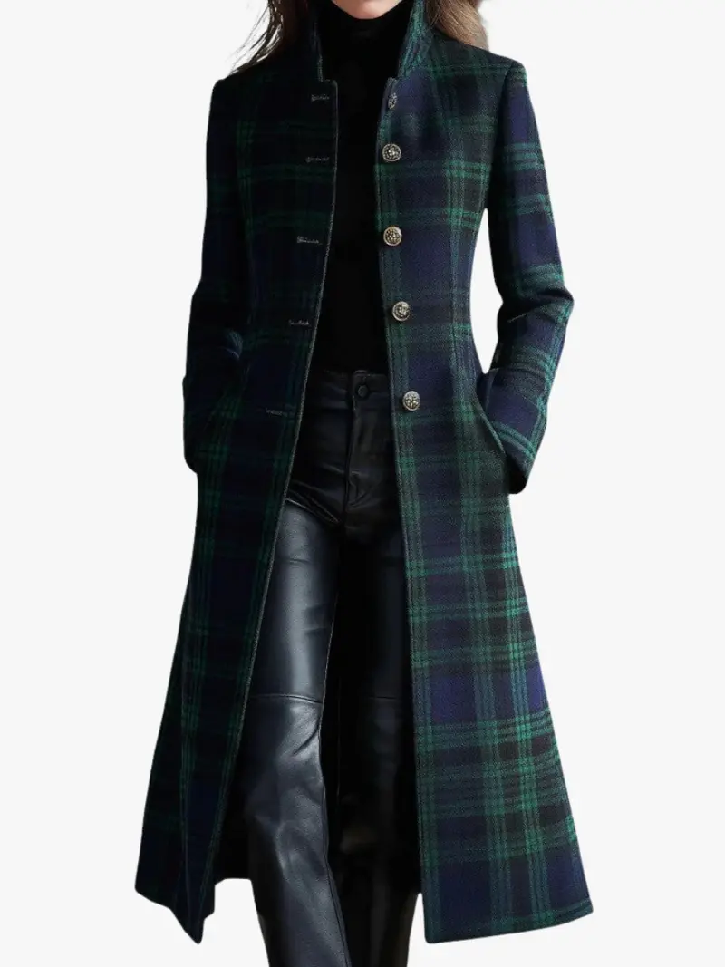 STRUCTURED CHECK COAT FOR WOMEN