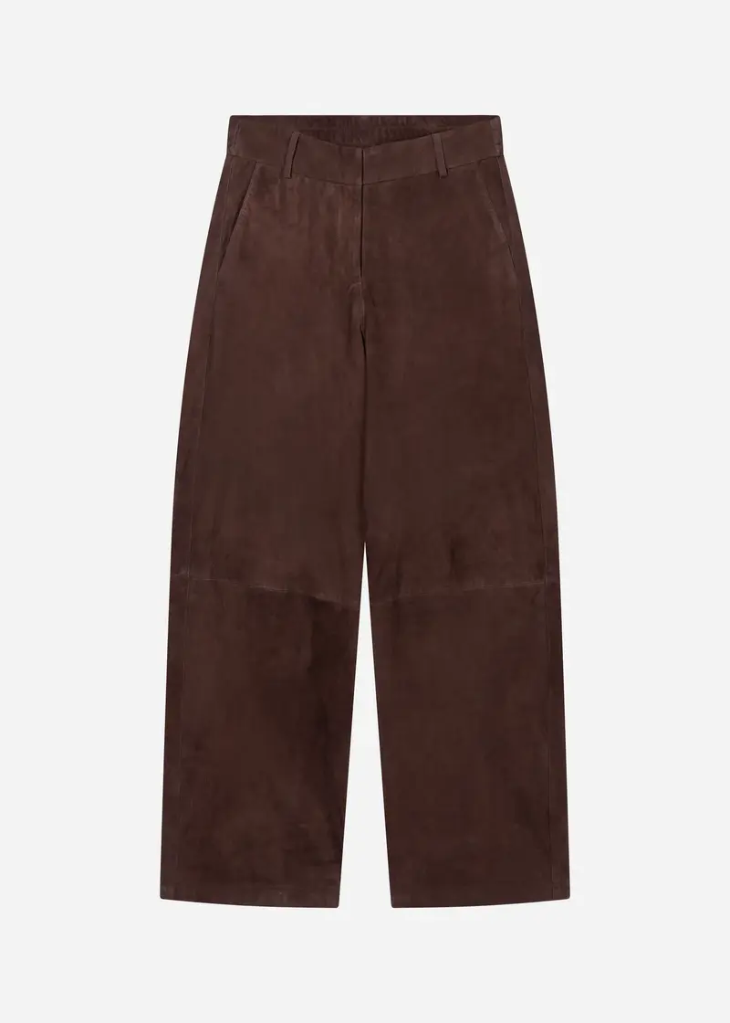 Studio AR Davina Leather Straight Trousers 006L266007 01 - Bruin