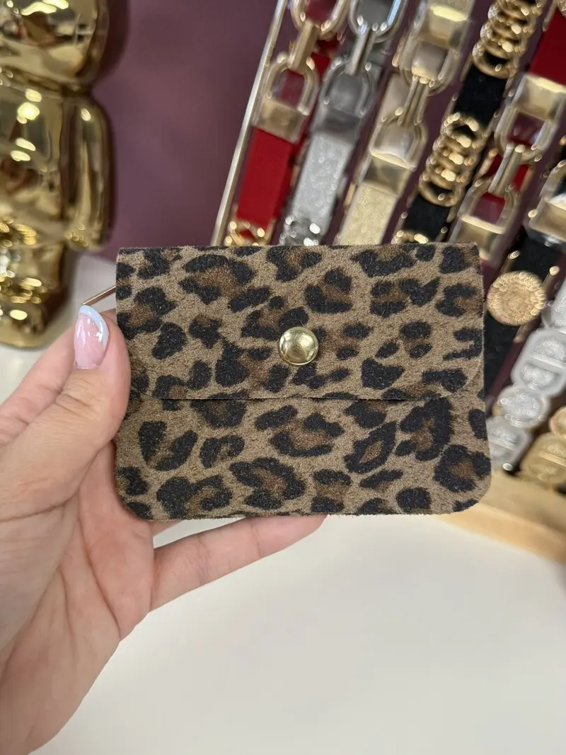 Suede portemonnee panter