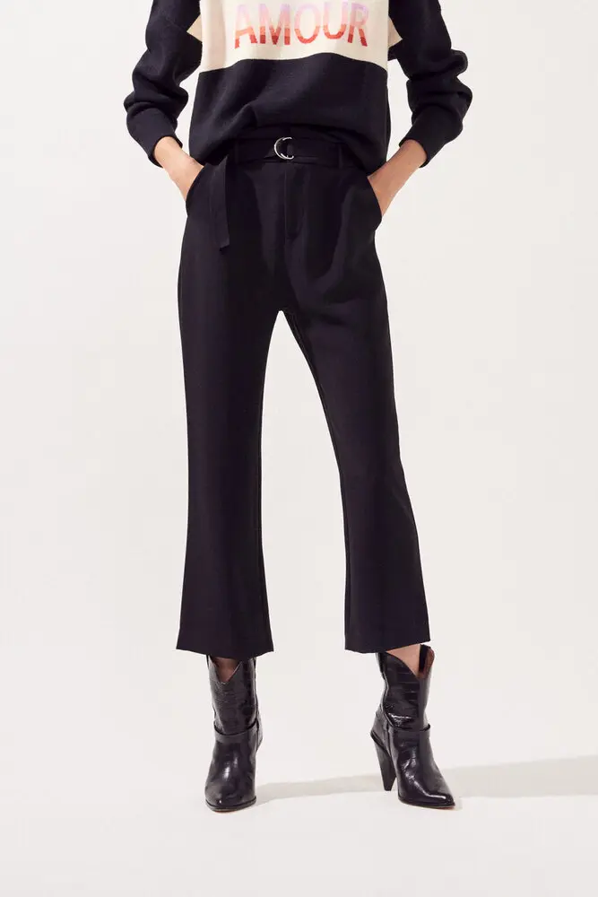 Suncoo jamaly belted fluid crepe pantalon