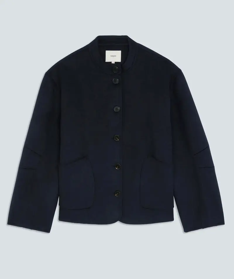 Suncoo manteau eddy short wool coat bleu