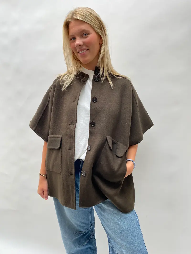 Suncoo manteau ezra oversized wool jacket kaki