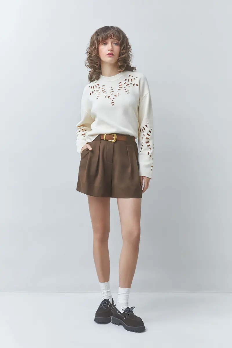 Suncoo plain pleated shorts box