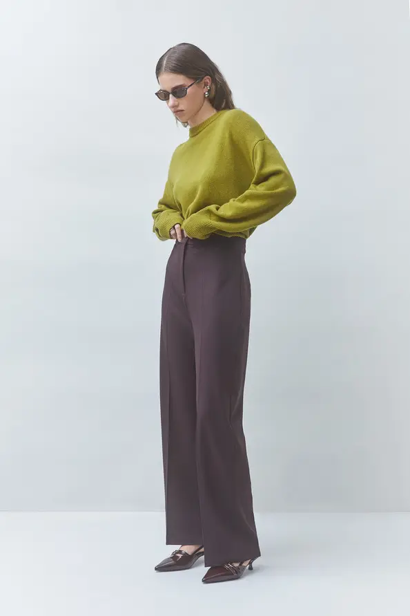 Suncoo plain plum tailored pants jingle
