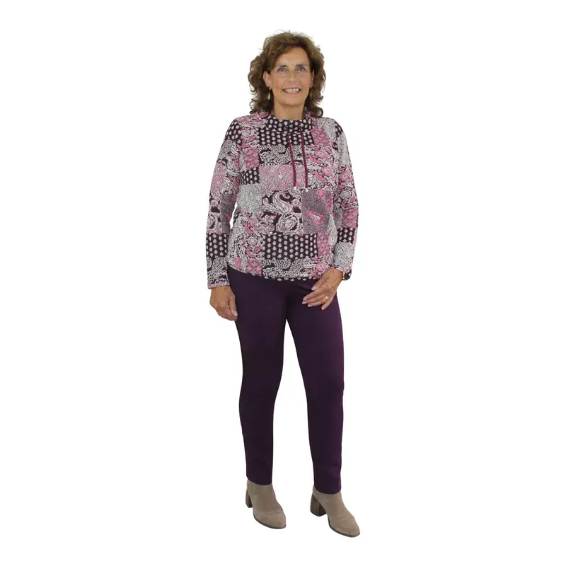 Sweater met Paisley Patchworkprint Sangria