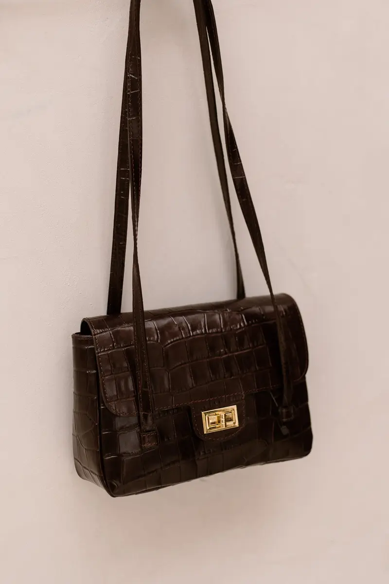Tas Cocco croco donkerbruin