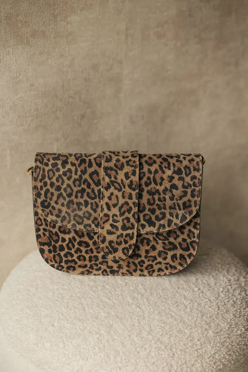 Tas Esdoorn suede luipaard print