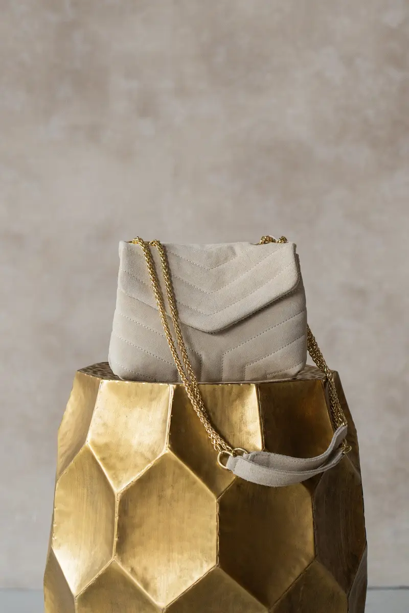 Tas Klaver cream suede