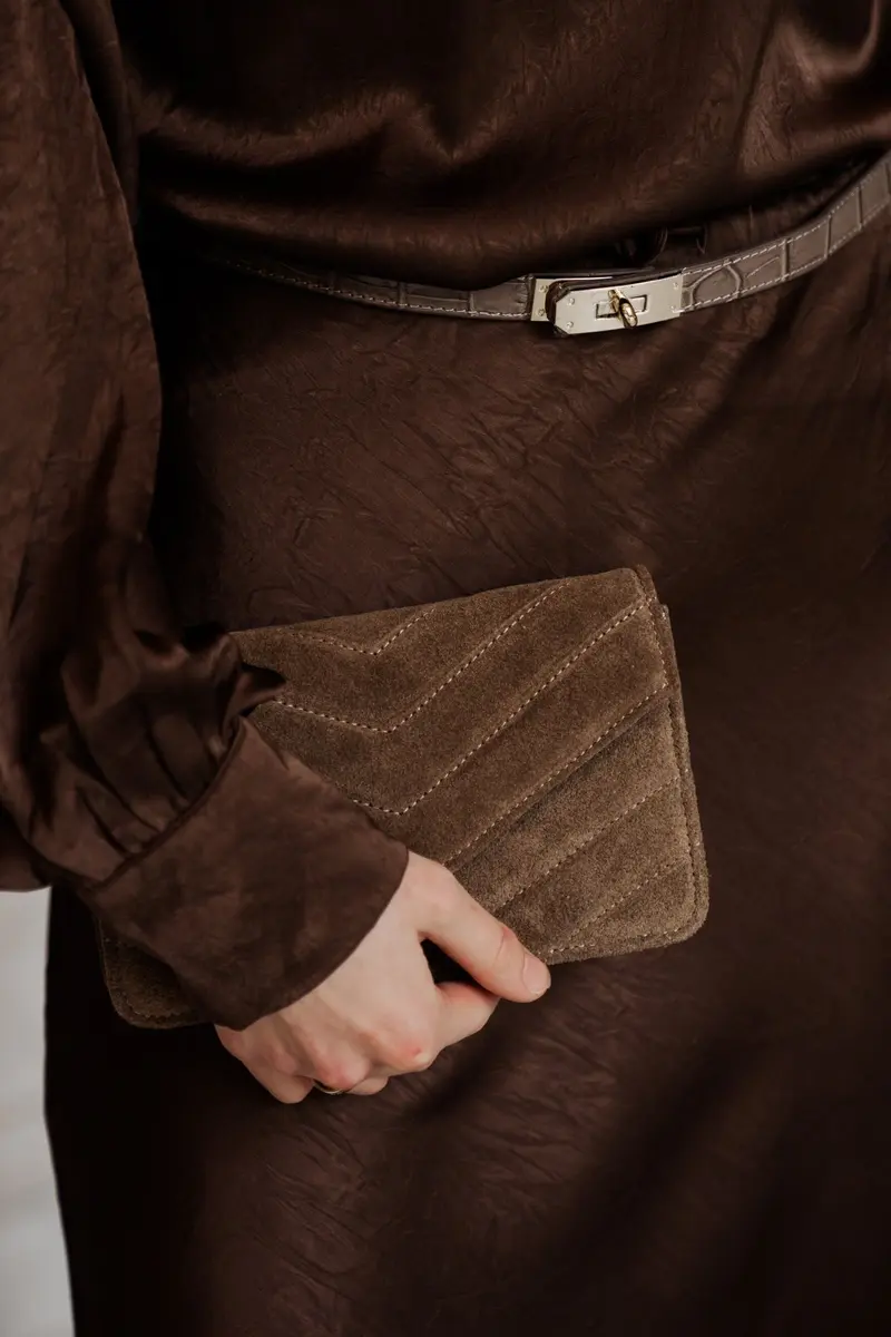 Tas Roos suede donkerbruin