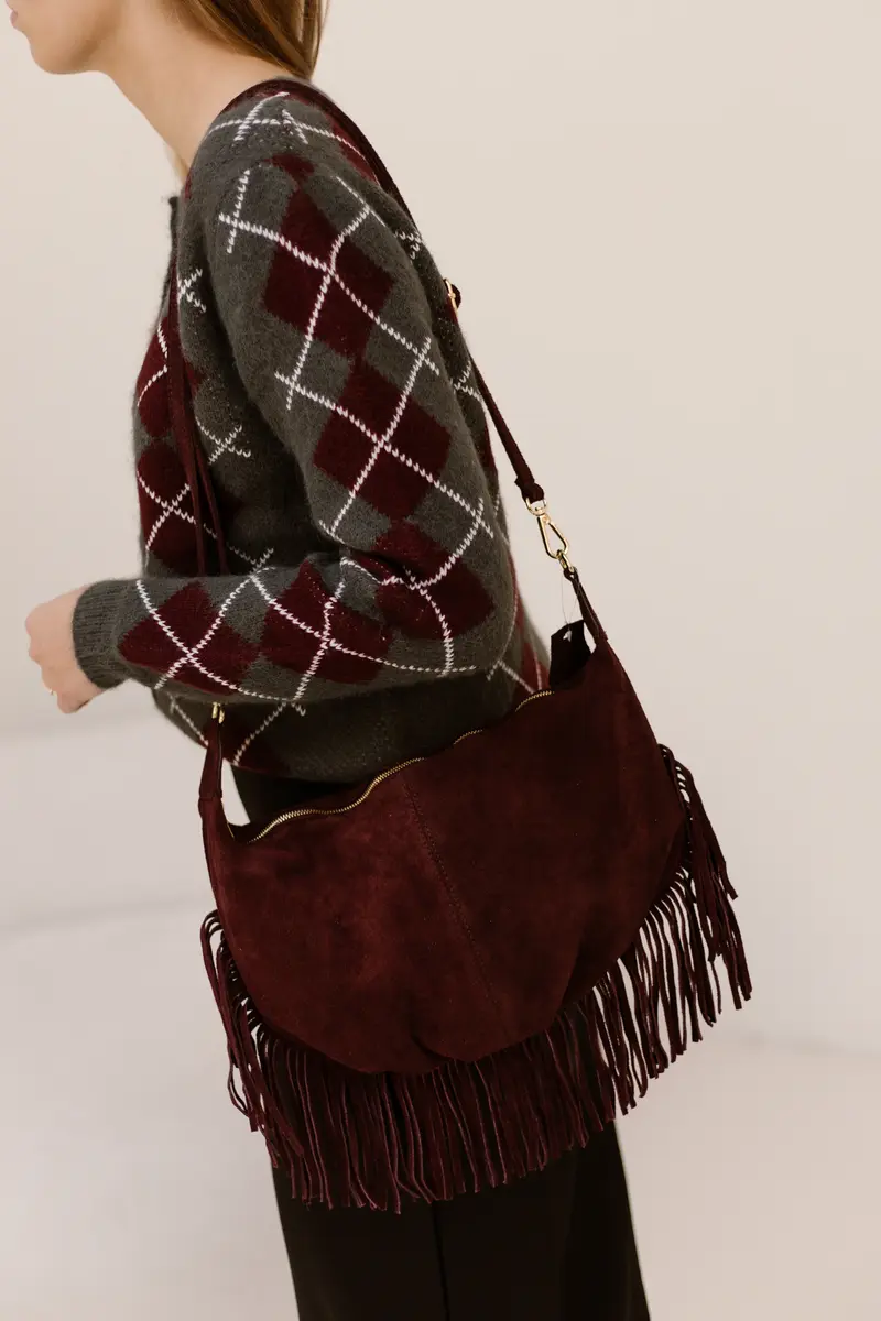 Tas Vromy suede bordeaux