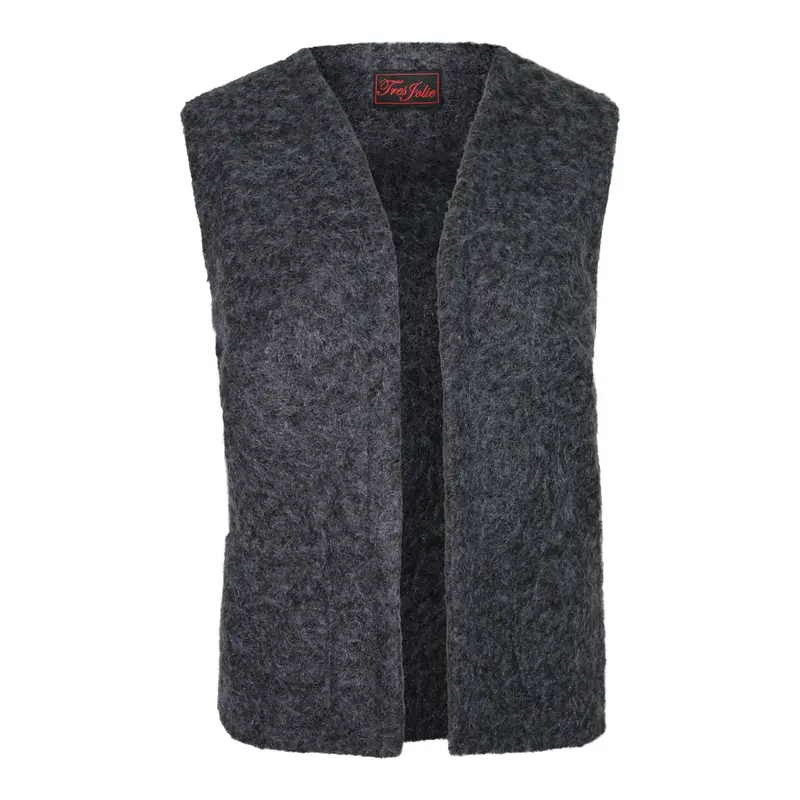 Teddy Gilet Uni Zwart