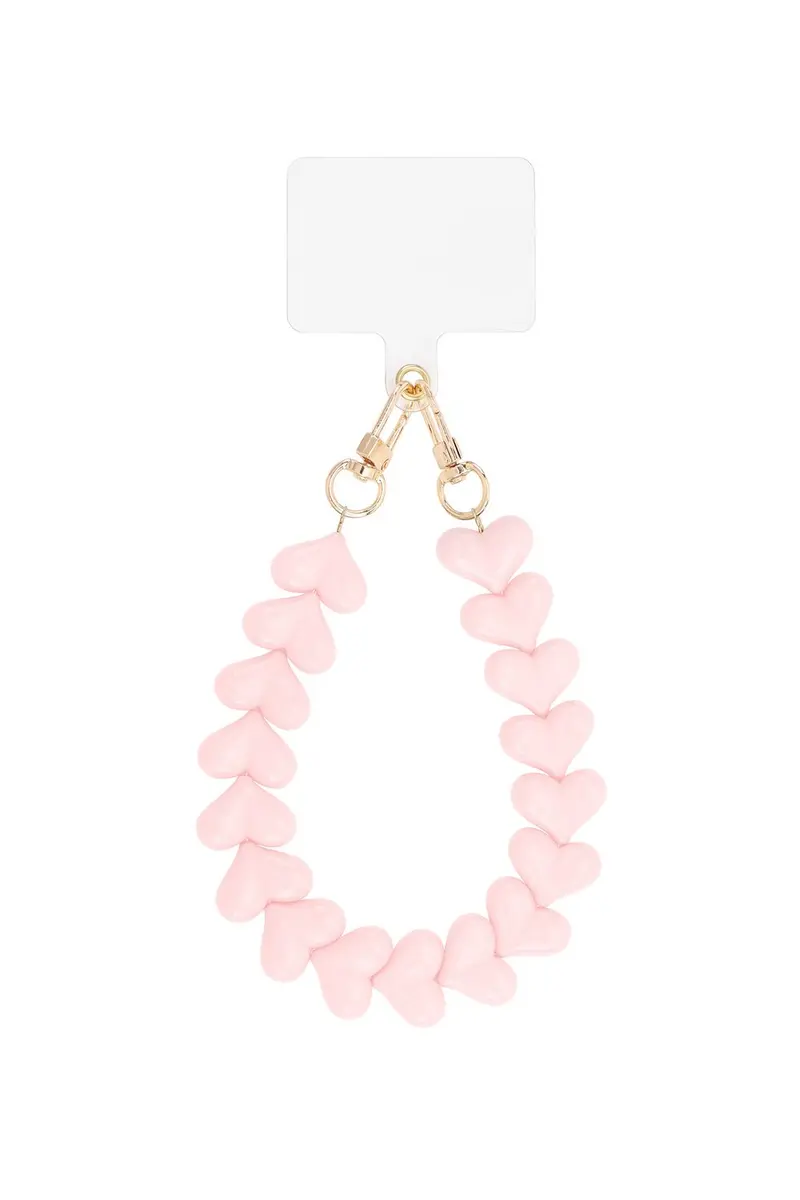 Telefoonkoord hartjes licht roze