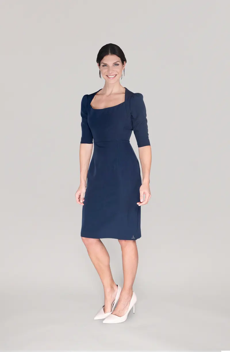THE SHOULDER DRESS - navy blue