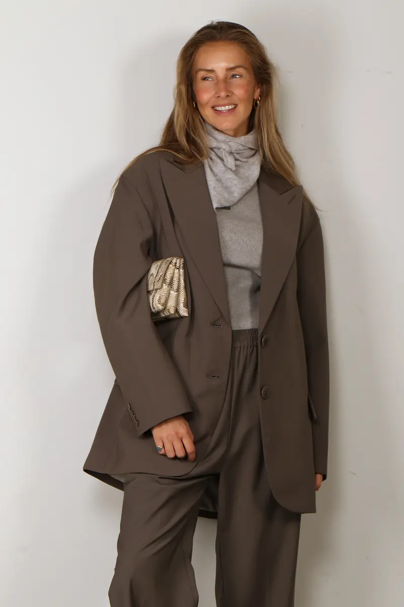 Tibi - Blazer - Tropical Wool Liam Blazer - Dark Stone