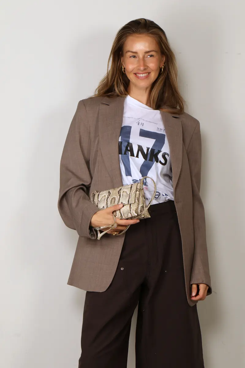 Tibi - Blazer - Tropical Wool Sculpted Blazer - Cedar Melange