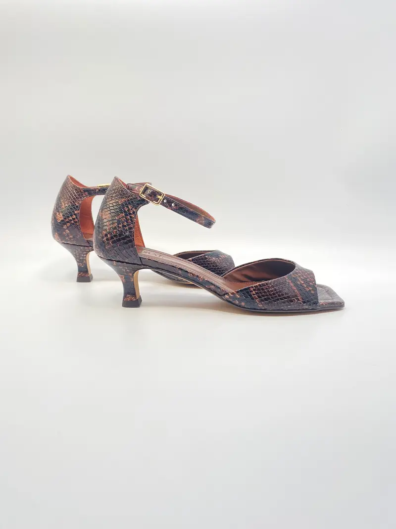 Toral rubby diamant lux testa sandaal met hak brown snake effect