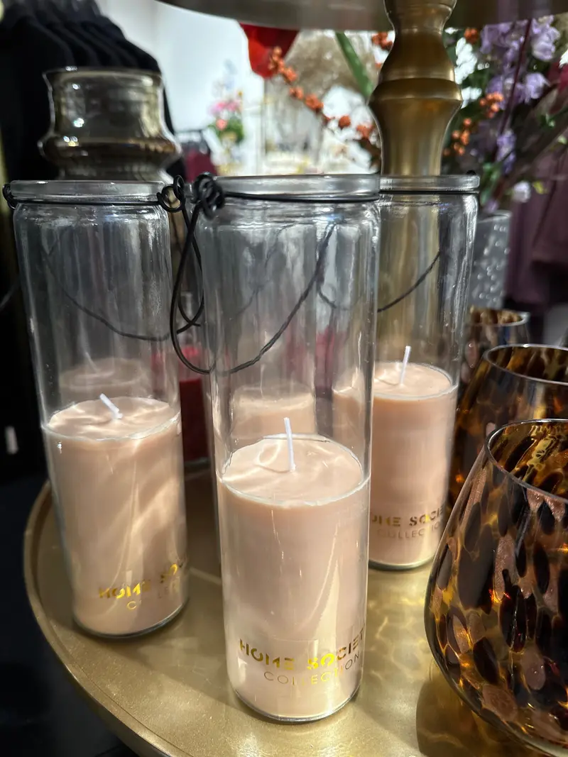 Tube kaars glas taupe
