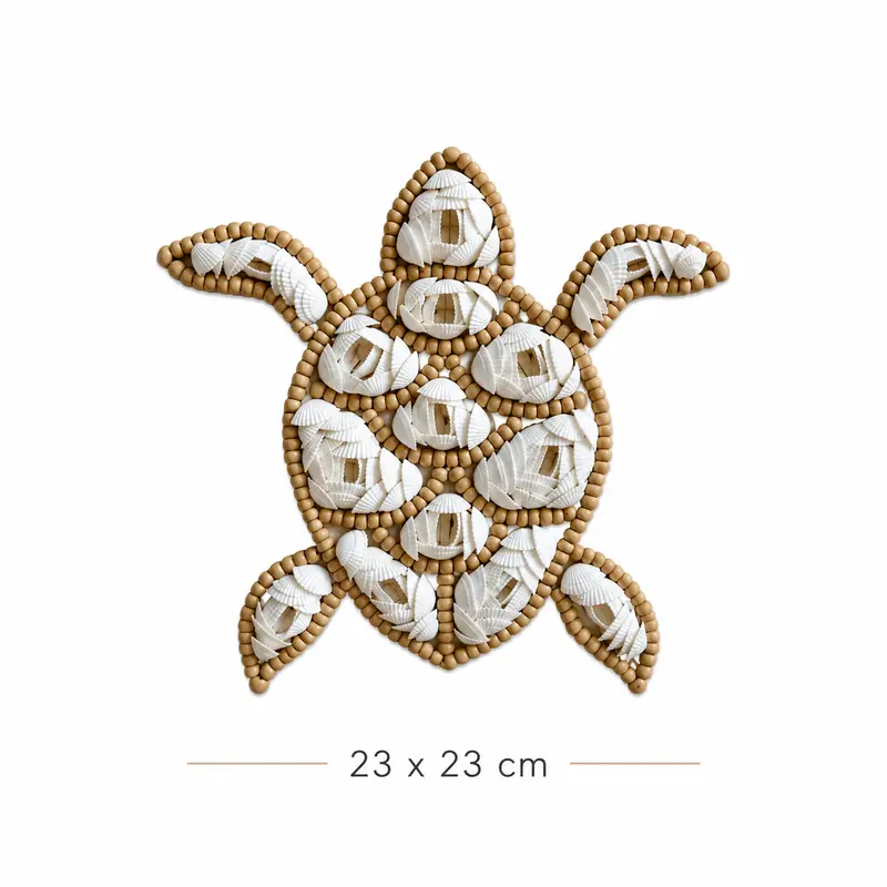 Turtle Beach Boho Handgemaakte Woondecoratie Schildpad met Schelpen