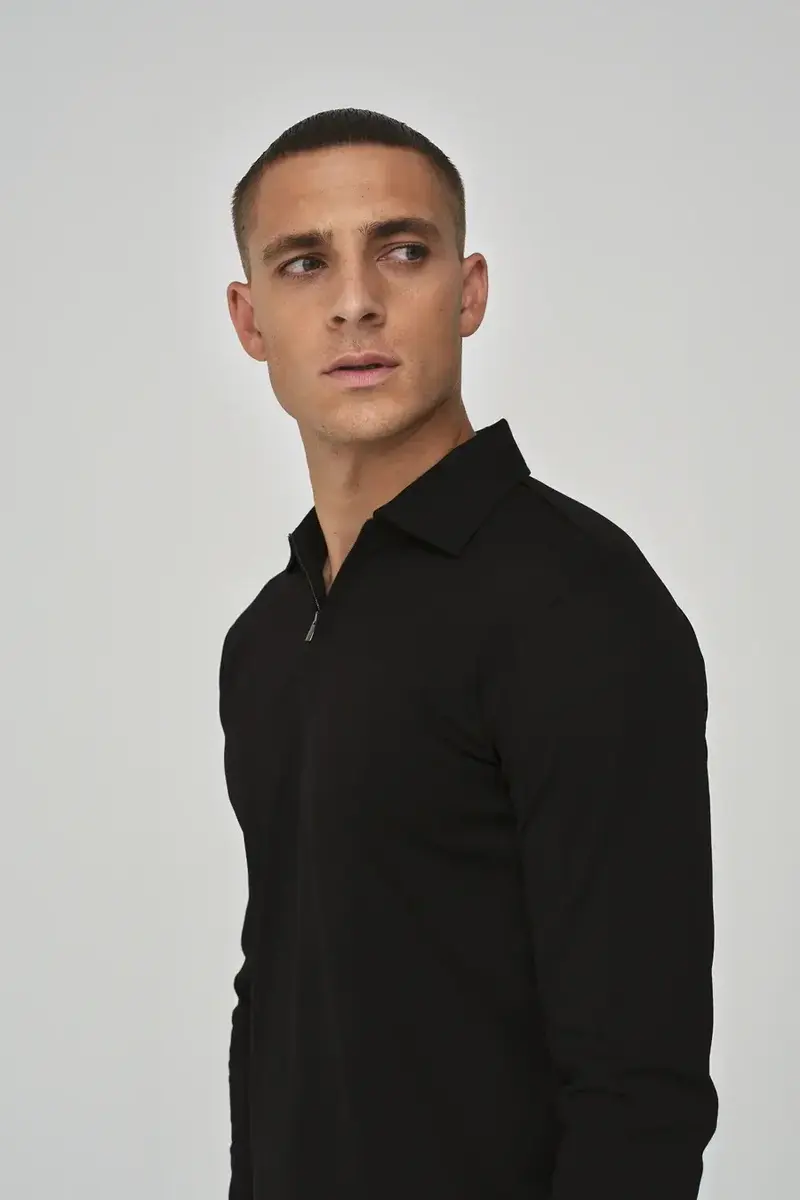 VALENZA Polo PoloZip L/S Black