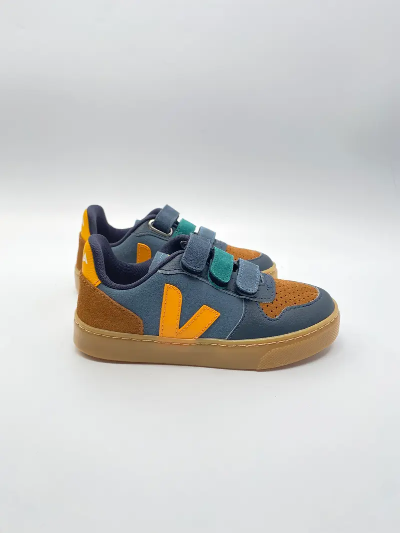 Veja small V-10 suede california ouro natural blauw cognac