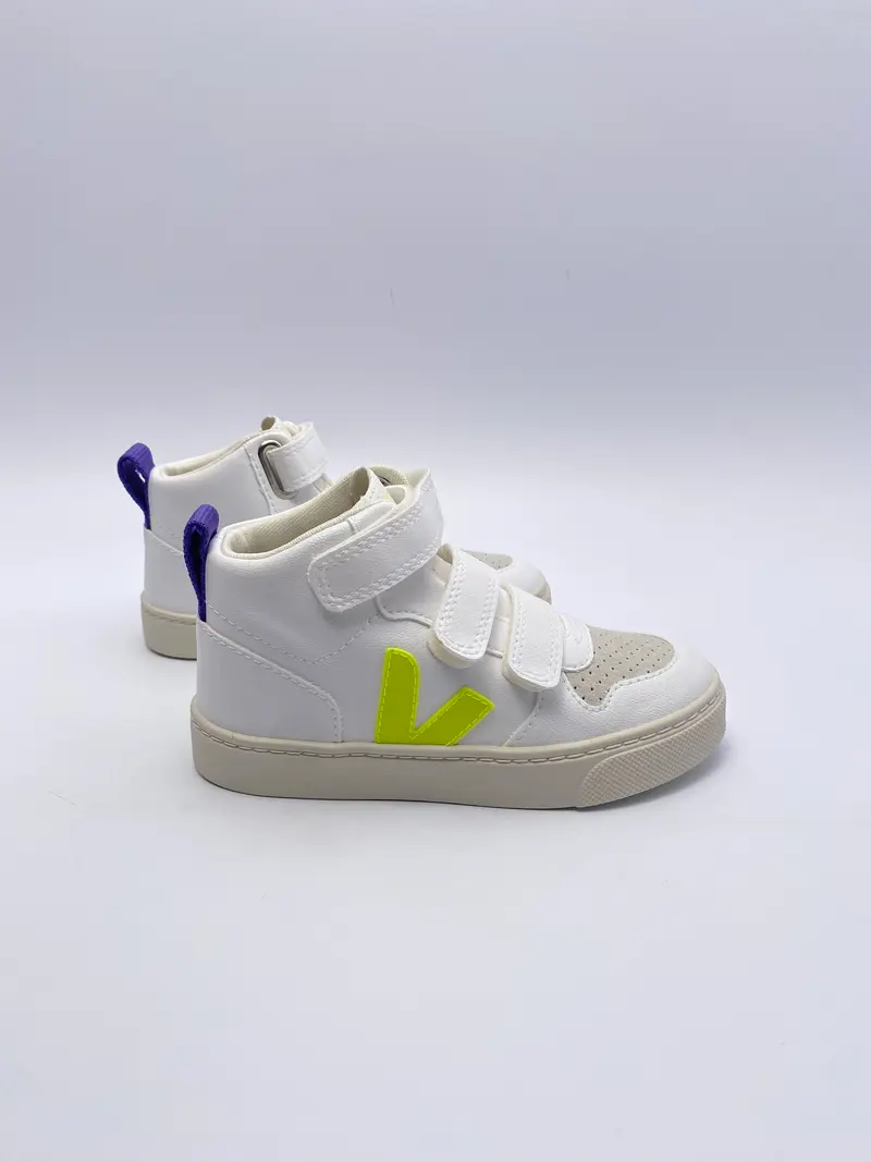 Veja V-10 mid cwl white jaune-fluo purple