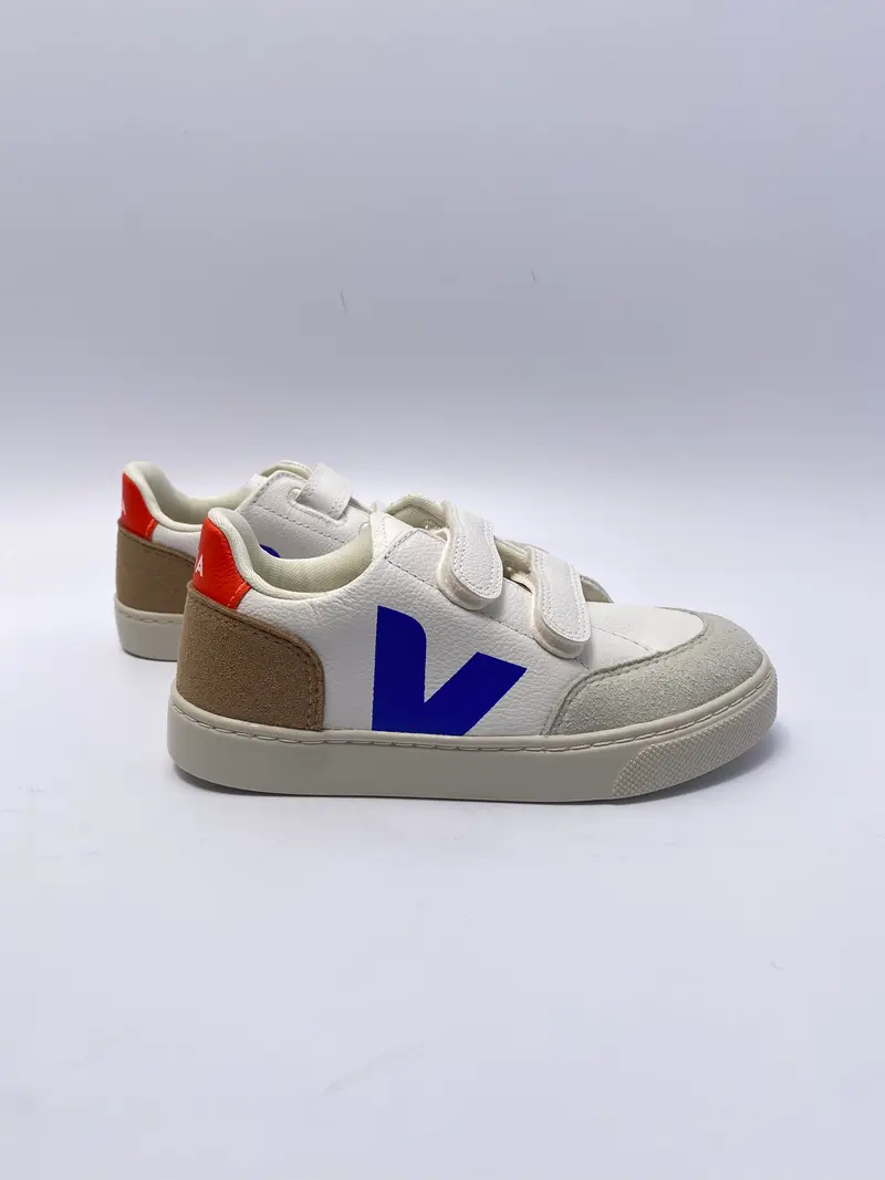 Veja v-12 extra white multico taupe blauw