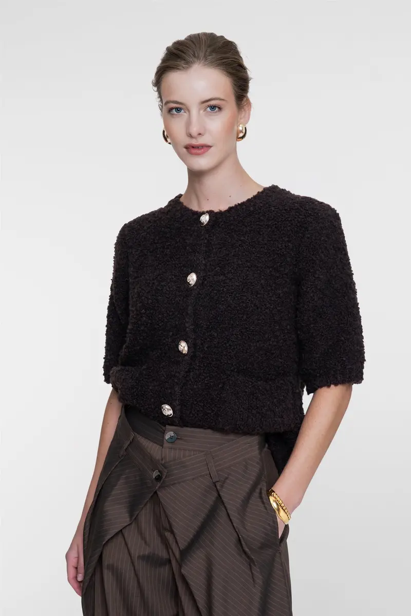 Vest met Bouclé Structuur