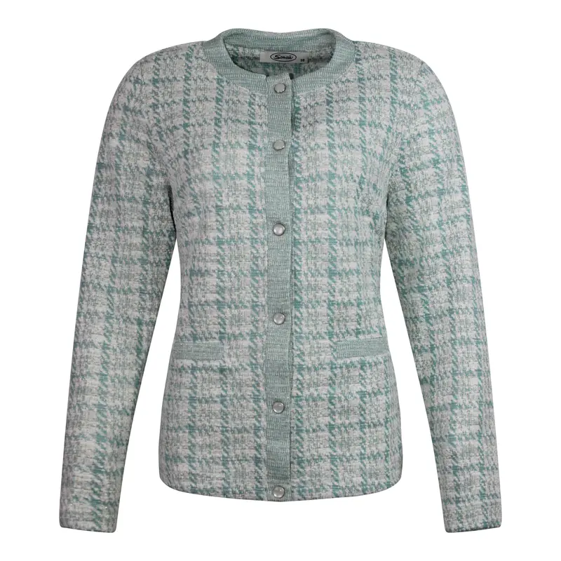Vestjasje Jade Bouclé Met Ruitpatroon