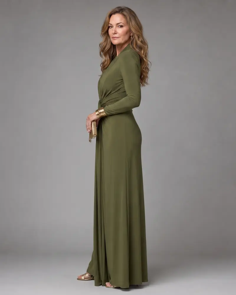 VIMMER | Maxikleid mit Tiefem V-Ausschnitt