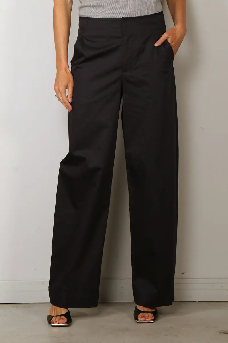 Vince - Broek - High Waist Elastic Back Cotton Trouser - Ink