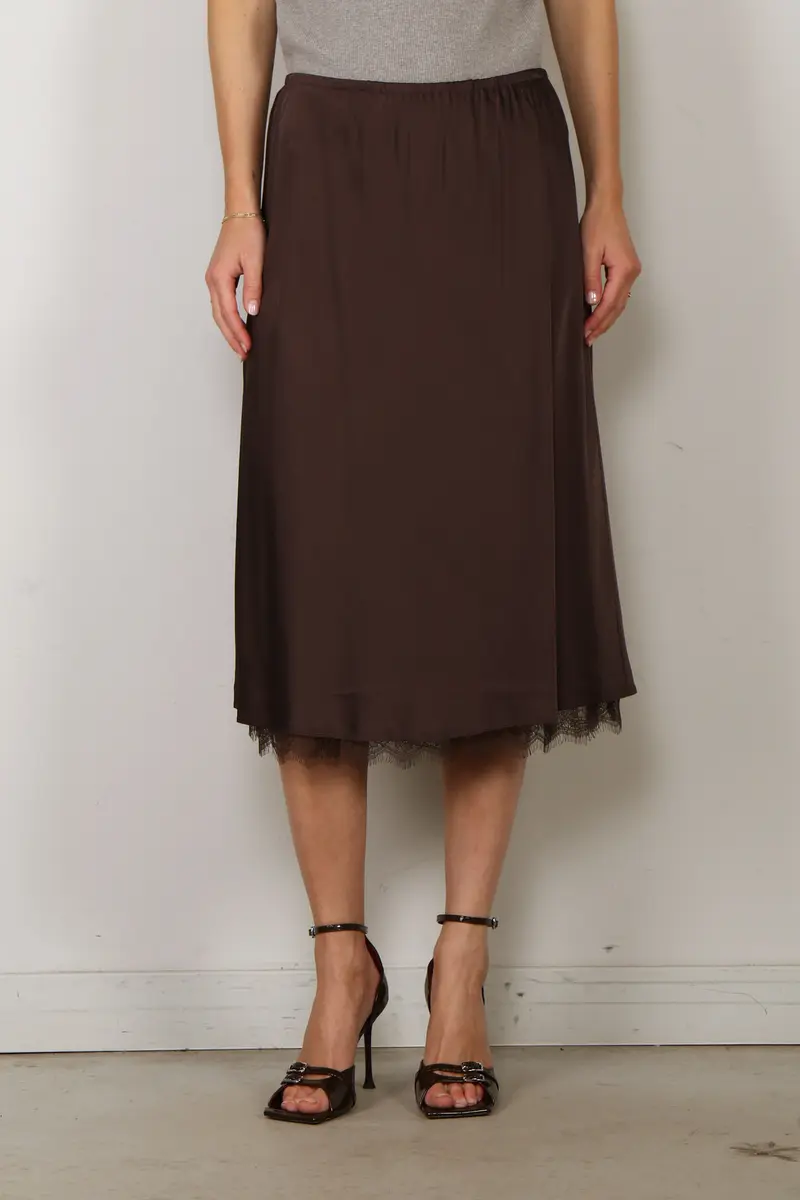 Vince - Rok - Pull On Slip Skirt W/ Lace Trim - Iron