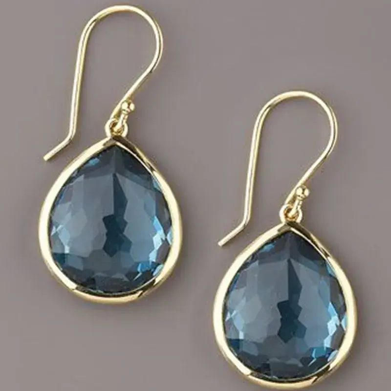 Vintage Blau Kristall Tropfen Ohrringe | Shop Nory