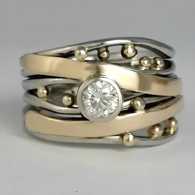 Vintage Gold Tone Ring with Zirconia