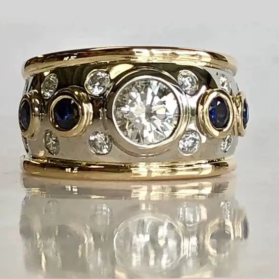 Vintage goldene eingelegter Zirkonia Ring | Shop Nory