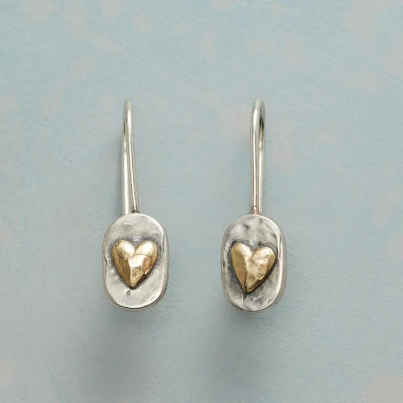 Vintage Goldenes Herz Silberohrringe | Shop Nory