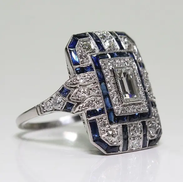 Vintage Helles Silber & Blaue Zirkonia Ring | Shop Nory