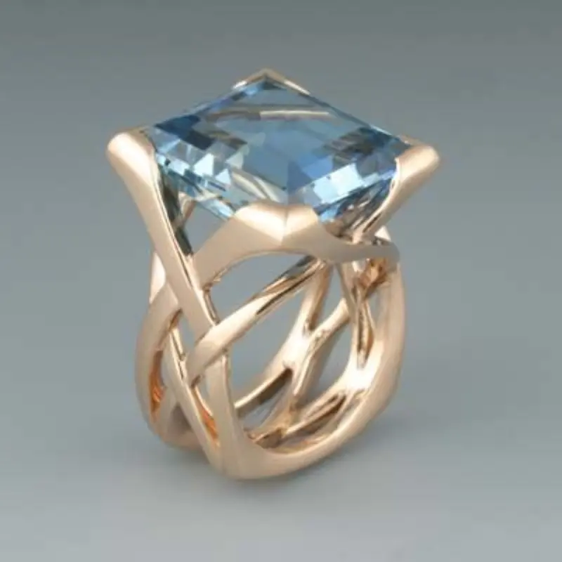 Vintage Rose Gold Blue Zirkonia Ring | Shop Nory