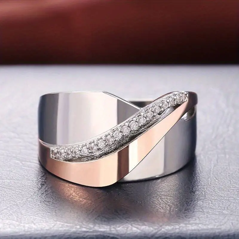 Vintage Rose Gold & Silver Zirkonia Ring | Shop Nory
