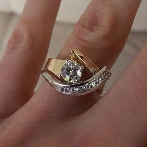 Vintage Ungleich Gold & Silber Zirconia Ring | Shop Nory