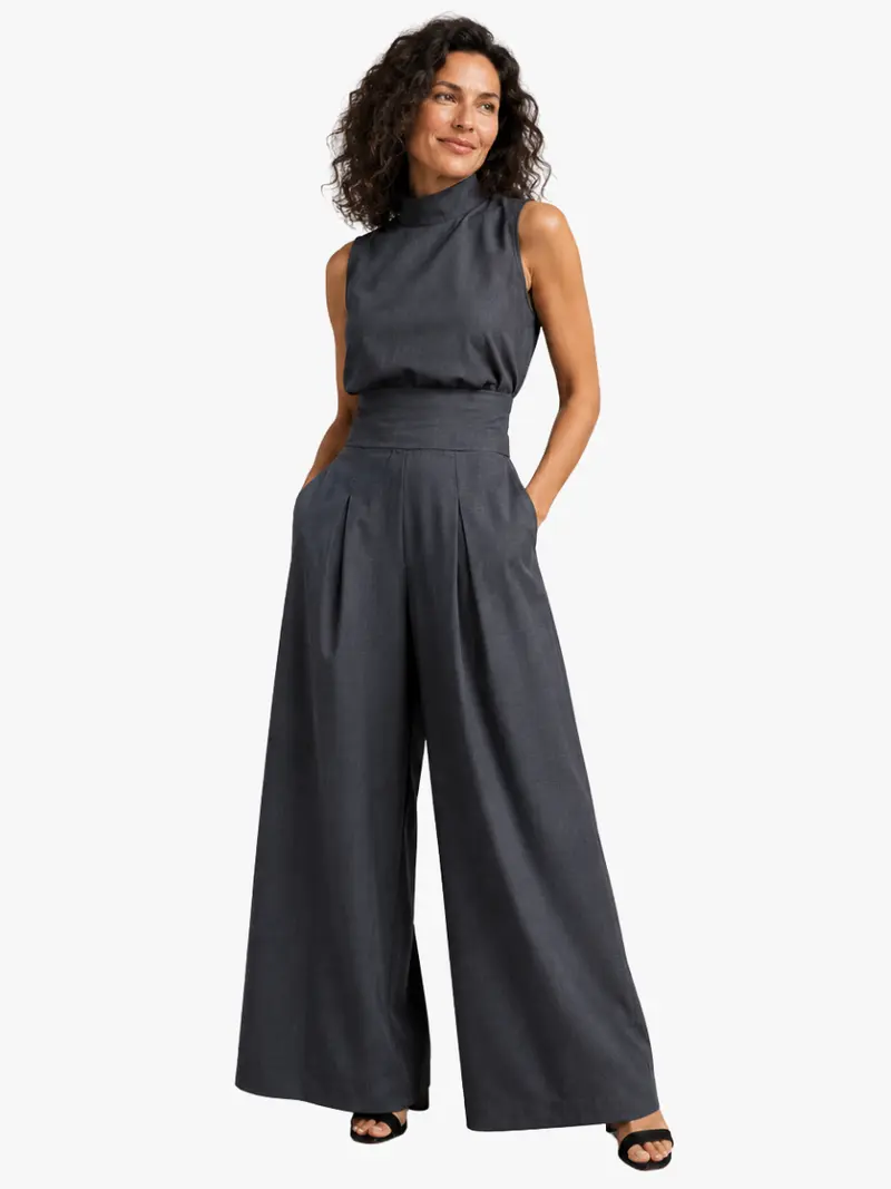WIDE-LEG SLEEVELESS JUMPSUIT FOR WOMEN