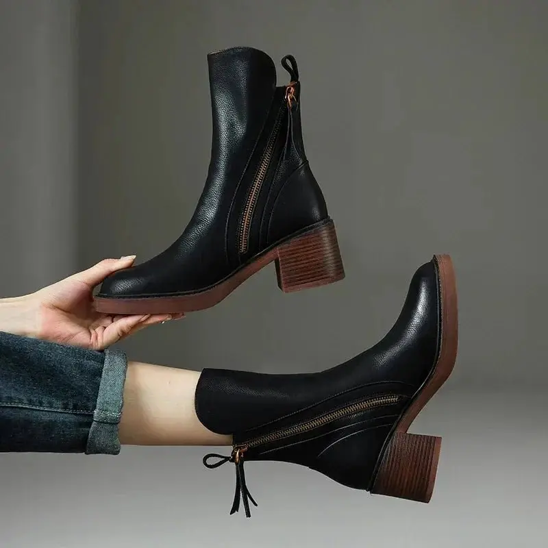 Women Boots | Retro Chelsea Ankle Style with Round Toe