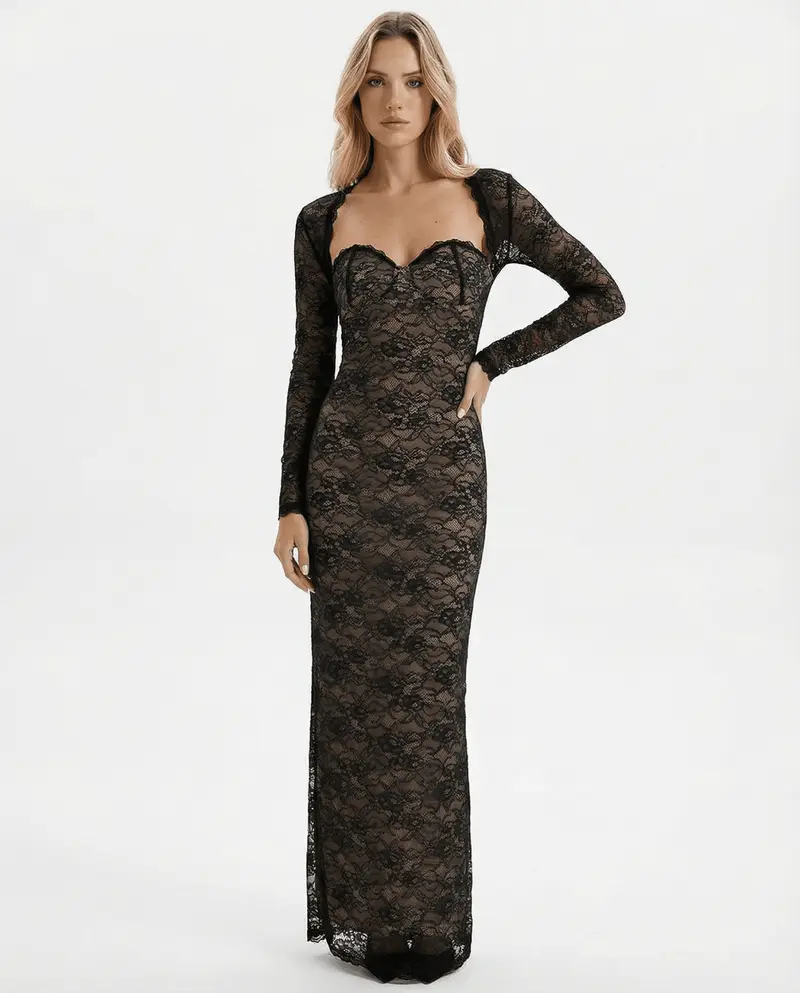 Women Maxi Dress Strapless Neckline Maxi Length Layered Style