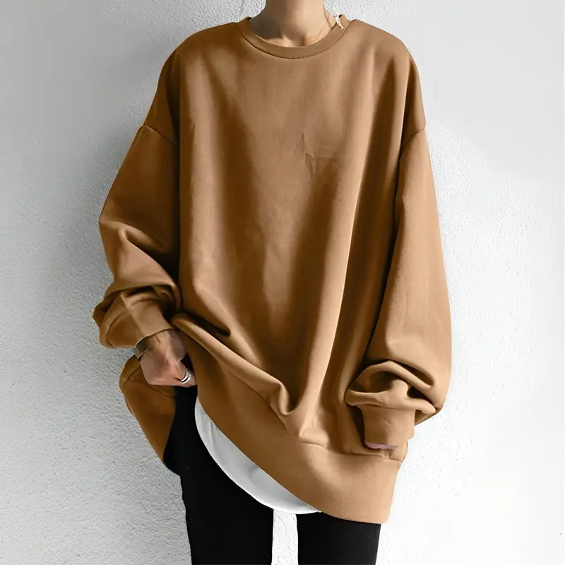 Women Sweatshirt | Oversized Fit with Crew Neck and Chest Pocket