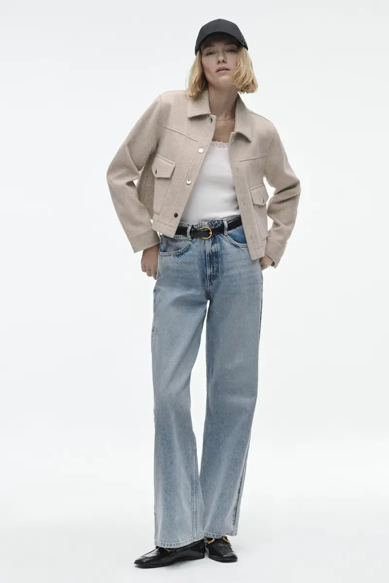 Women's Cropped Jacket — Fitted Classic Collar Flap Pockets