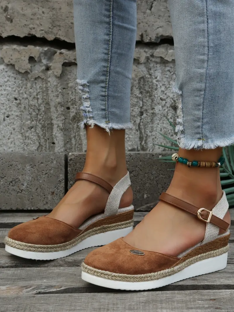 Women's Espadrille Sandals — Rounded Toe Ankle Strap Design