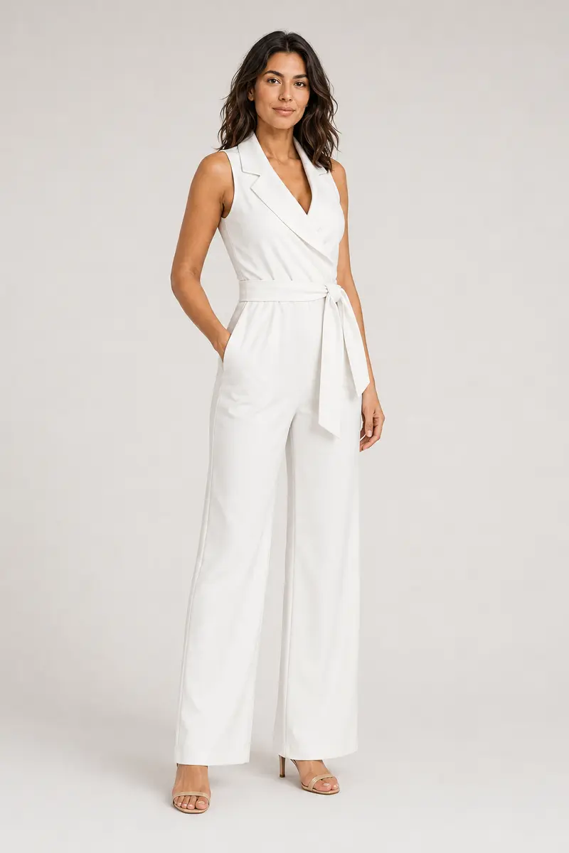 Wrap-Front Belted Jumpsuit