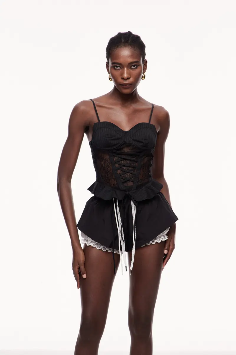 Xulio Lace Ruffle Spaghetti Corset Top