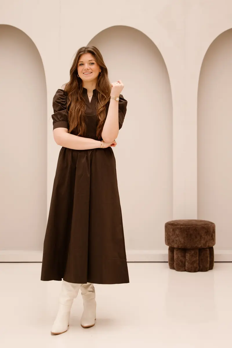 Yara long poplin skirt chocolate brown