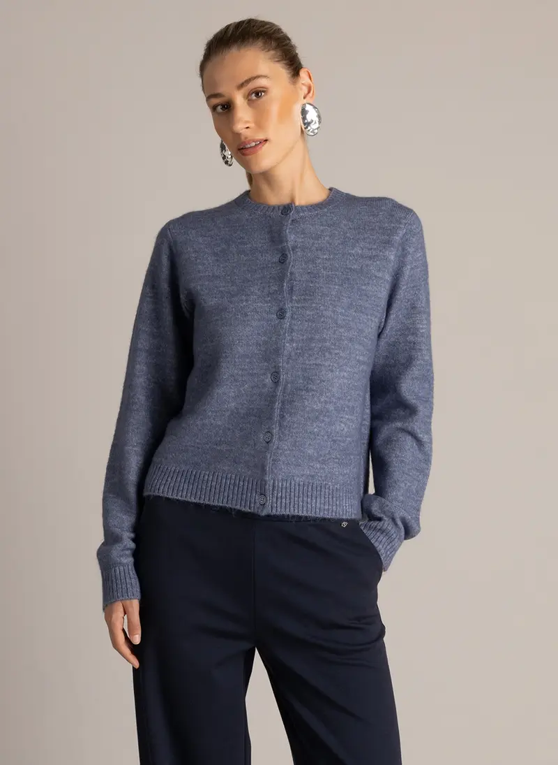Yest vest blauw gemeleerd model Naomi essential faded blue