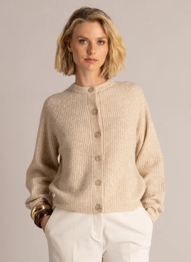 Yest vest zandkleur beige model Saphira soft sand melange 6545